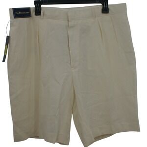Polo Ralph Lauren Mens Pleated Linen Silk Shorts Cream Off White 38 5879274 ZXG